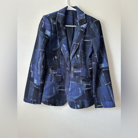 Cinq à Sept photoreal denim cheyenne blazer US 6 - Picture 6 of 11